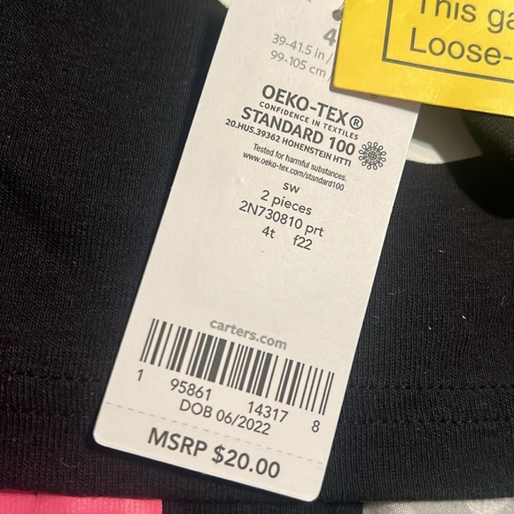 Carters Black/Pink Halloween Heart Skeleton 2 Piece Pajamas Set | NEW/NWT!! ☠️🩷 - Picture 13 of 13